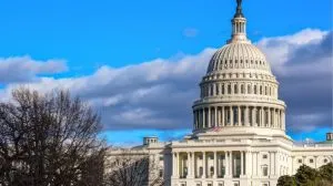 Washington DC during the winter with clouds in the sky